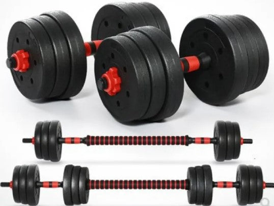 Set de Mancuernas y Barra para Fitness y Musculación