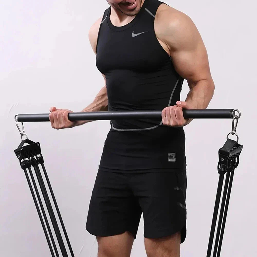 Barra de Pilates y Fitness con Bandas de Resistencia